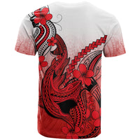 Hawaii T Shirt Polynesian Shark Tattoo With Plumeria Red Gradient - Wonder Print Shop