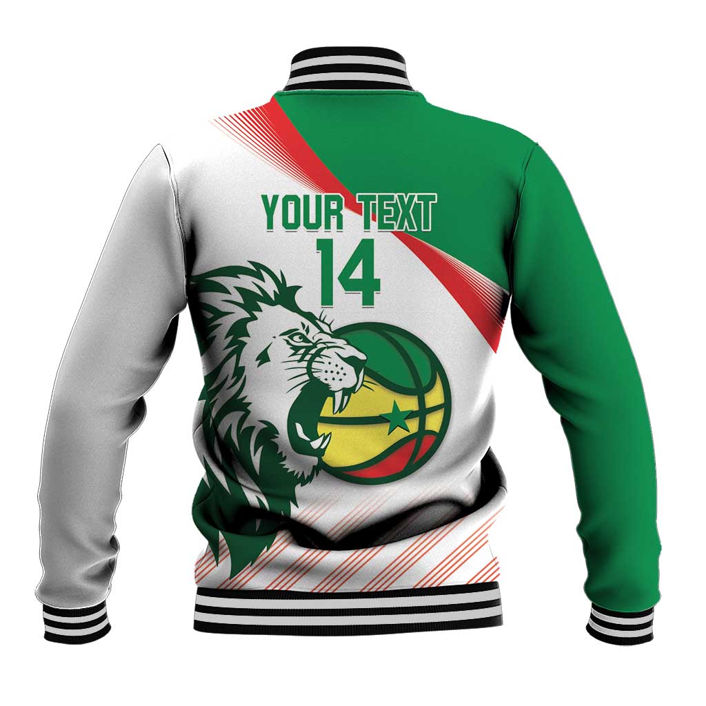 Senegal Basketball Custom Baseball Jacket Come On Lions - Wonder Print Shop