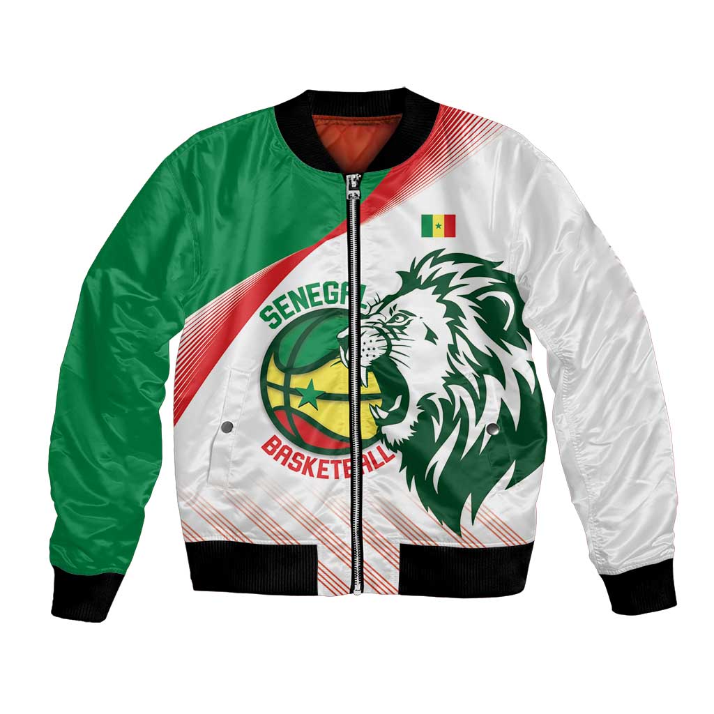 Senegal Basketball Custom Bomber Jacket Come On Lions - Wonder Print Shop