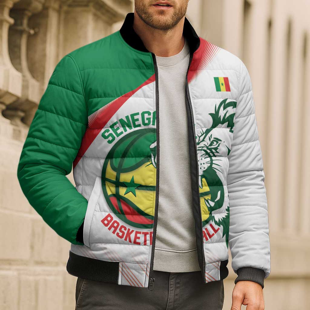 Senegal Basketball Custom Bomber Puffer Jacket Come On Lions - Wonder Print Shop