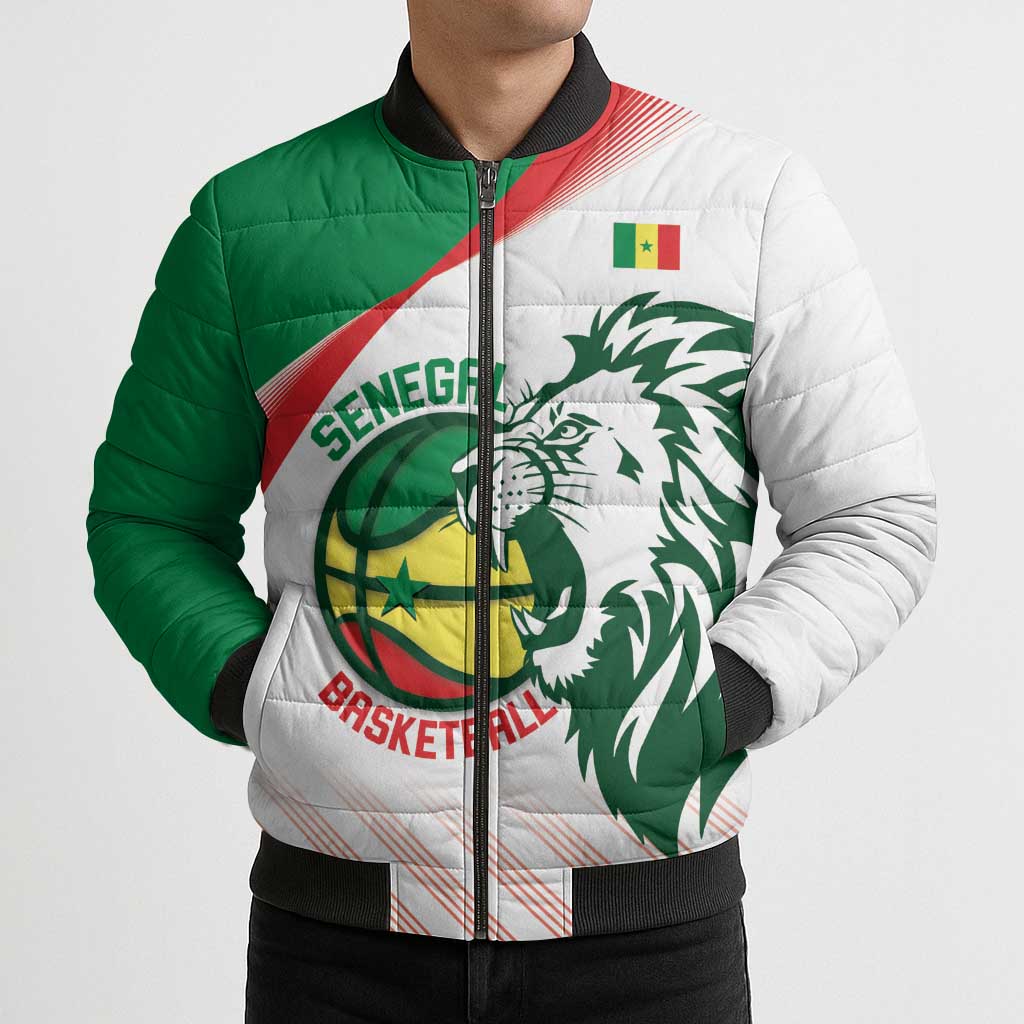 Senegal Basketball Custom Bomber Puffer Jacket Come On Lions - Wonder Print Shop