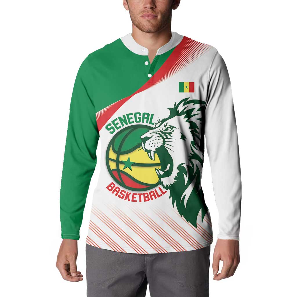 Senegal Basketball Custom Button Sweatshirt Come On Lions - Wonder Print Shop