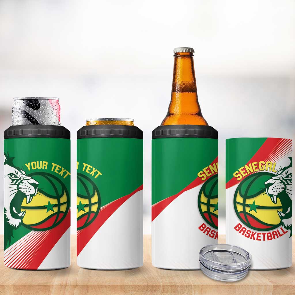 Senegal Basketball Custom 4 in 1 Can Cooler Tumbler Come On Lions - Wonder Print Shop