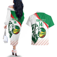 Senegal Basketball Custom Couples Matching Off The Shoulder Long Sleeve Dress and Hawaiian Shirt Come On Lions - Wonder Print Shop