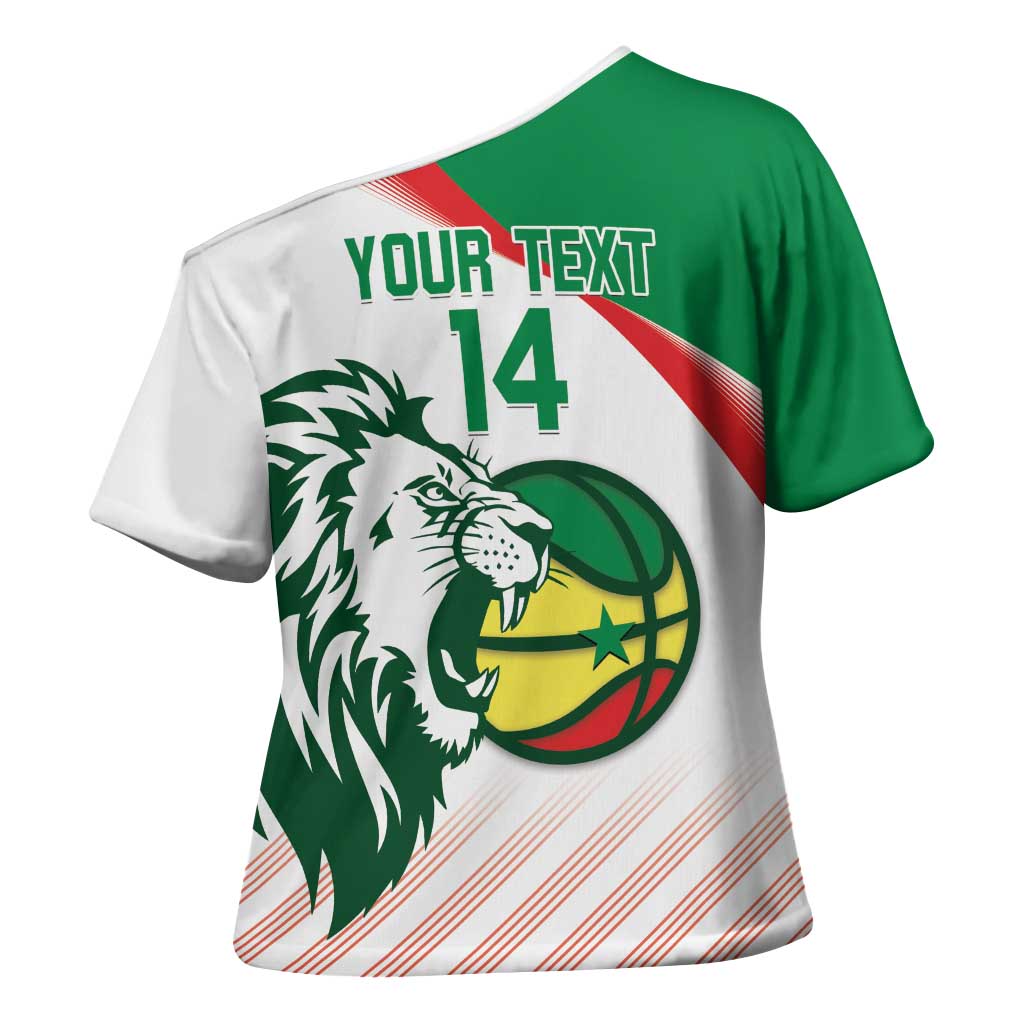 Senegal Basketball Custom Cross Shoulder Shirt Come On Lions - Wonder Print Shop