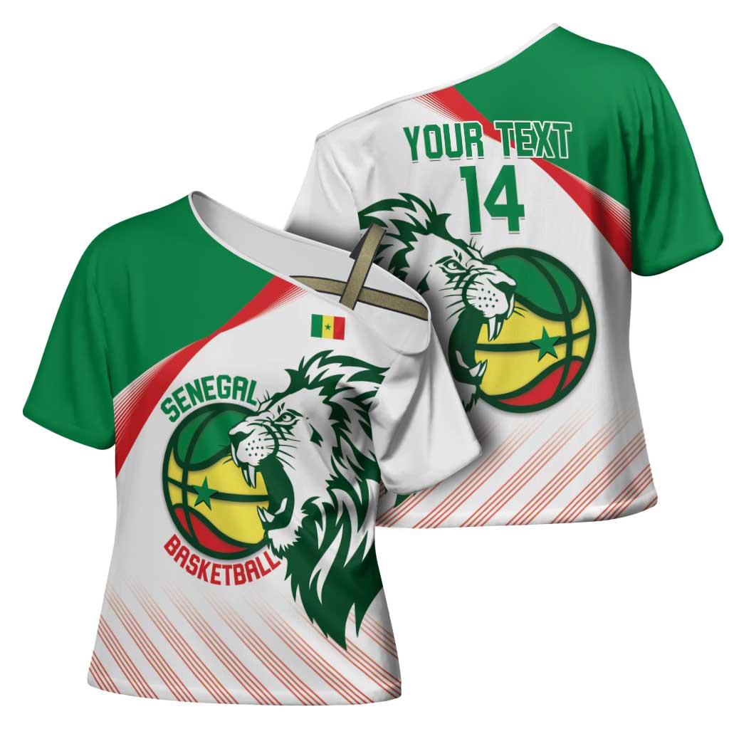 Senegal Basketball Custom Cross Shoulder Shirt Come On Lions - Wonder Print Shop