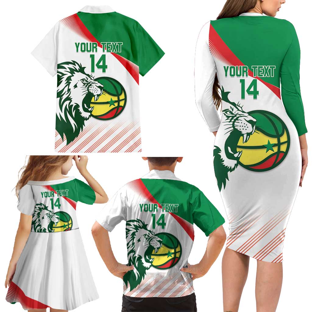 Senegal Basketball Custom Family Matching Long Sleeve Bodycon Dress and Hawaiian Shirt Come On Lions - Wonder Print Shop