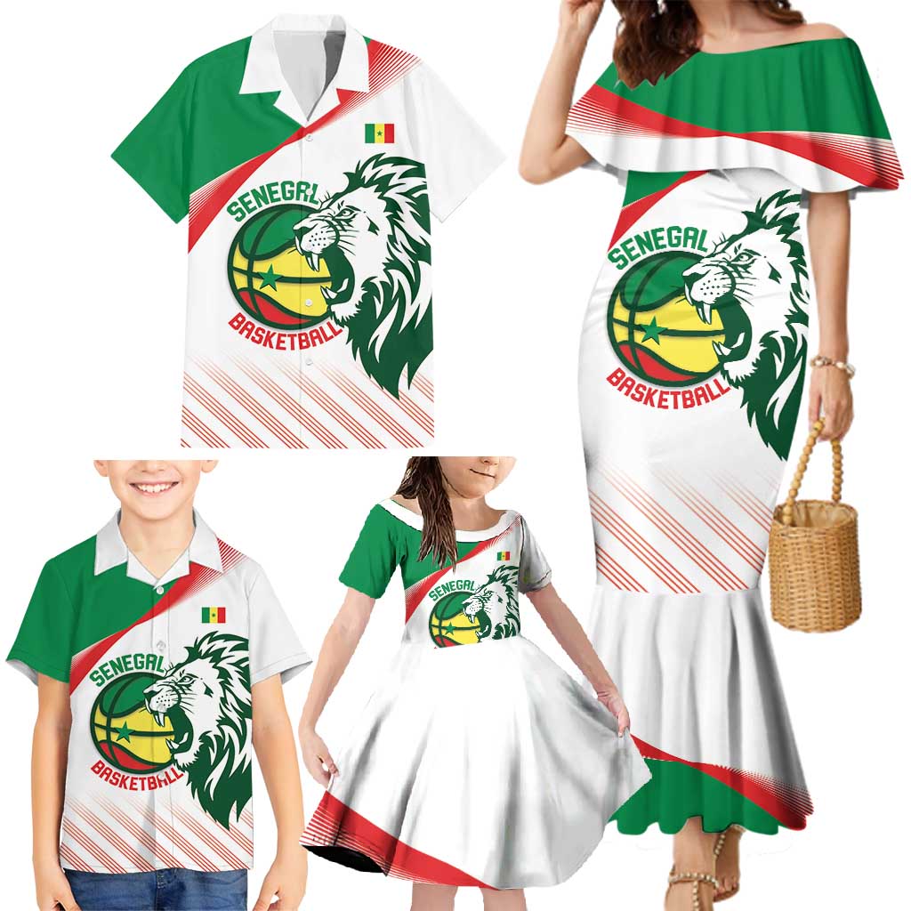 Senegal Basketball Custom Family Matching Mermaid Dress and Hawaiian Shirt Come On Lions - Wonder Print Shop