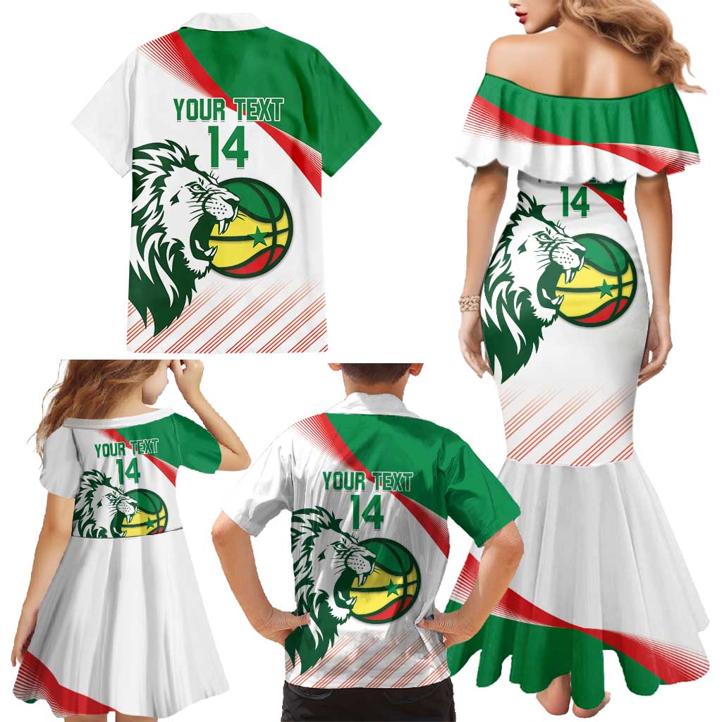 Senegal Basketball Custom Family Matching Mermaid Dress and Hawaiian Shirt Come On Lions - Wonder Print Shop