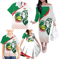 Senegal Basketball Custom Family Matching Off The Shoulder Long Sleeve Dress and Hawaiian Shirt Come On Lions - Wonder Print Shop