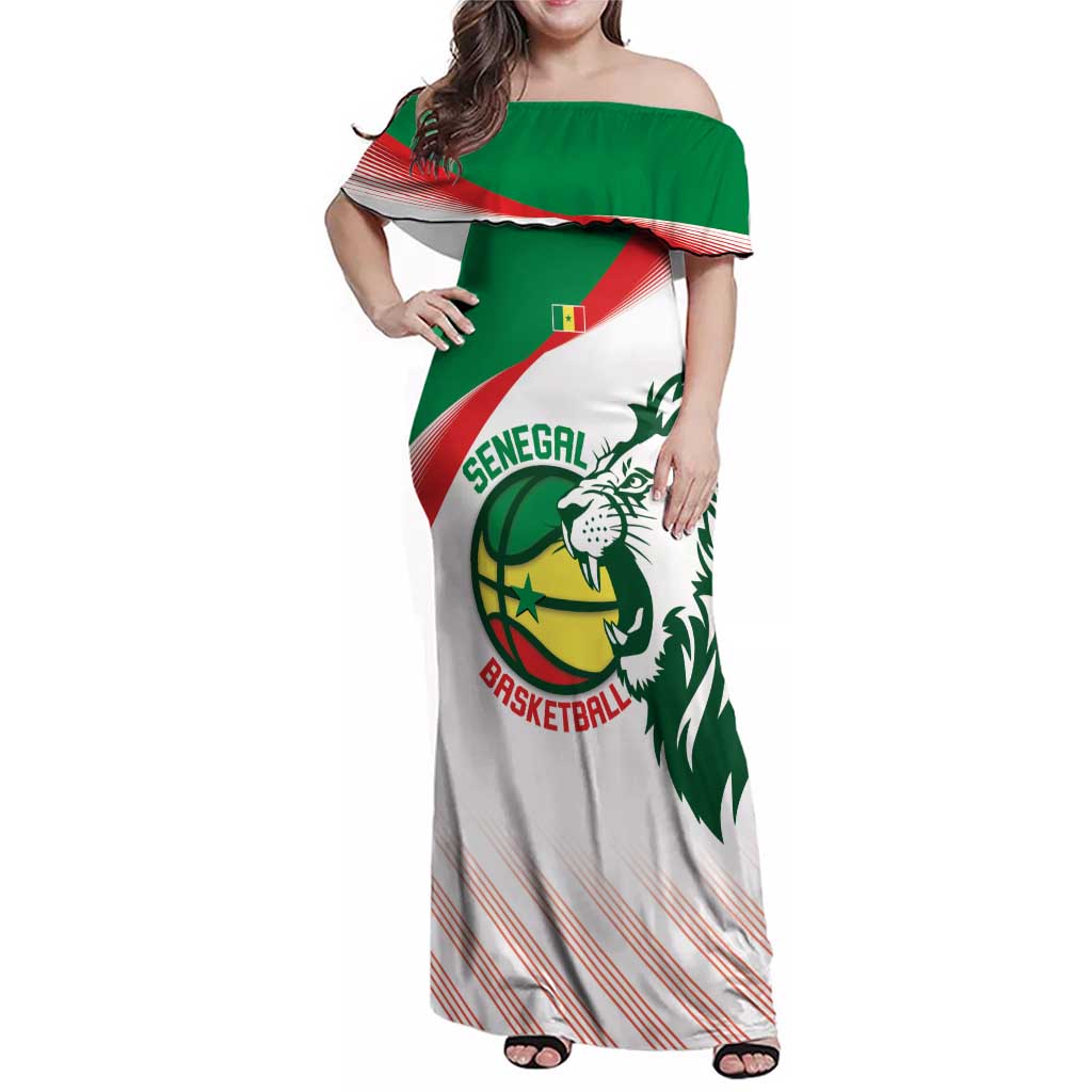 Senegal Basketball Custom Family Matching Off Shoulder Maxi Dress and Hawaiian Shirt Come On Lions - Wonder Print Shop