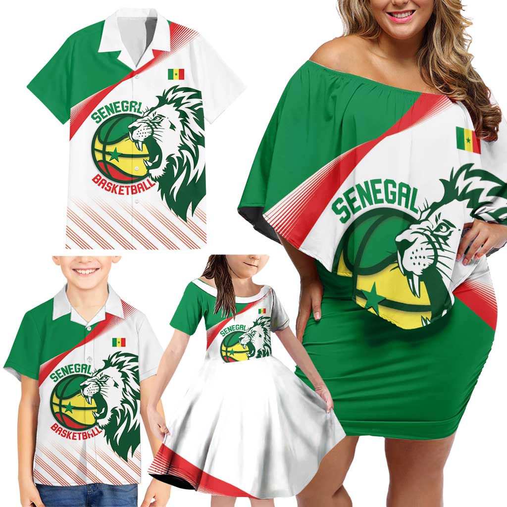 Senegal Basketball Custom Family Matching Off Shoulder Short Dress and Hawaiian Shirt Come On Lions - Wonder Print Shop