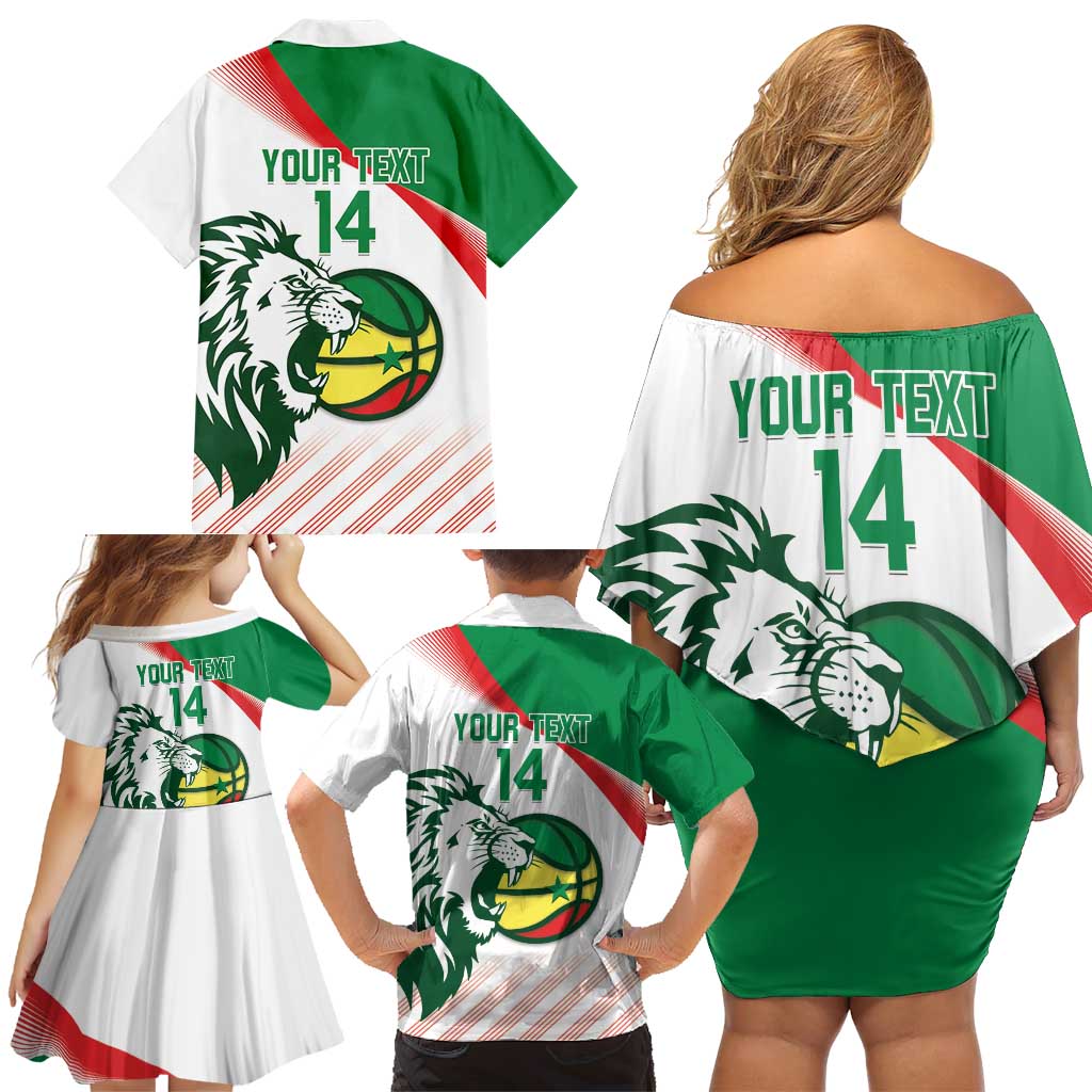 Senegal Basketball Custom Family Matching Off Shoulder Short Dress and Hawaiian Shirt Come On Lions - Wonder Print Shop