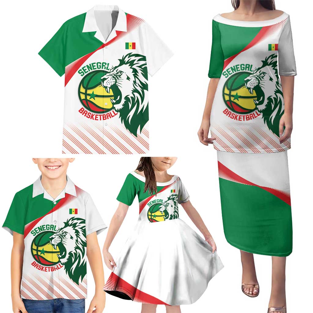 Senegal Basketball Custom Family Matching Puletasi and Hawaiian Shirt Come On Lions - Wonder Print Shop