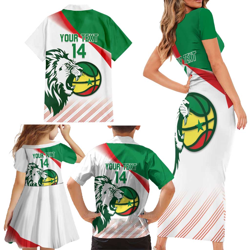 Senegal Basketball Custom Family Matching Short Sleeve Bodycon Dress and Hawaiian Shirt Come On Lions - Wonder Print Shop