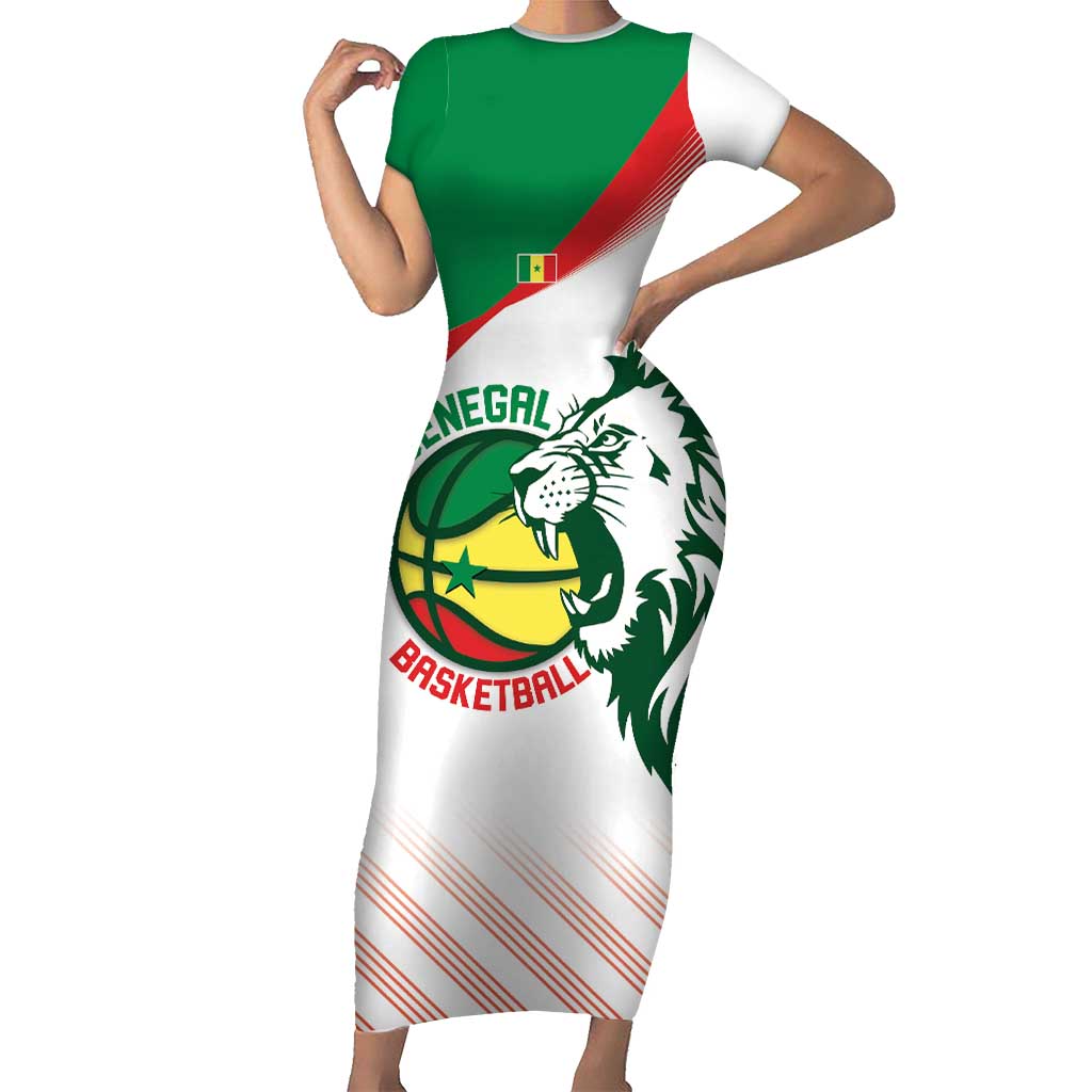 Senegal Basketball Custom Family Matching Short Sleeve Bodycon Dress and Hawaiian Shirt Come On Lions - Wonder Print Shop