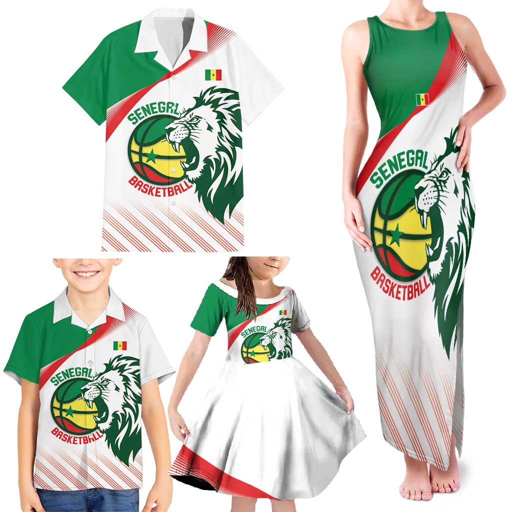 Senegal Basketball Custom Family Matching Tank Maxi Dress and Hawaiian Shirt Come On Lions - Wonder Print Shop
