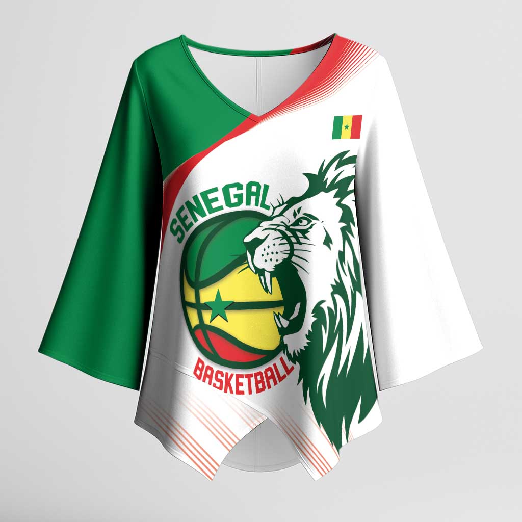 Senegal Basketball Custom Kimono Sleeve Blouse Come On Lions - Wonder Print Shop