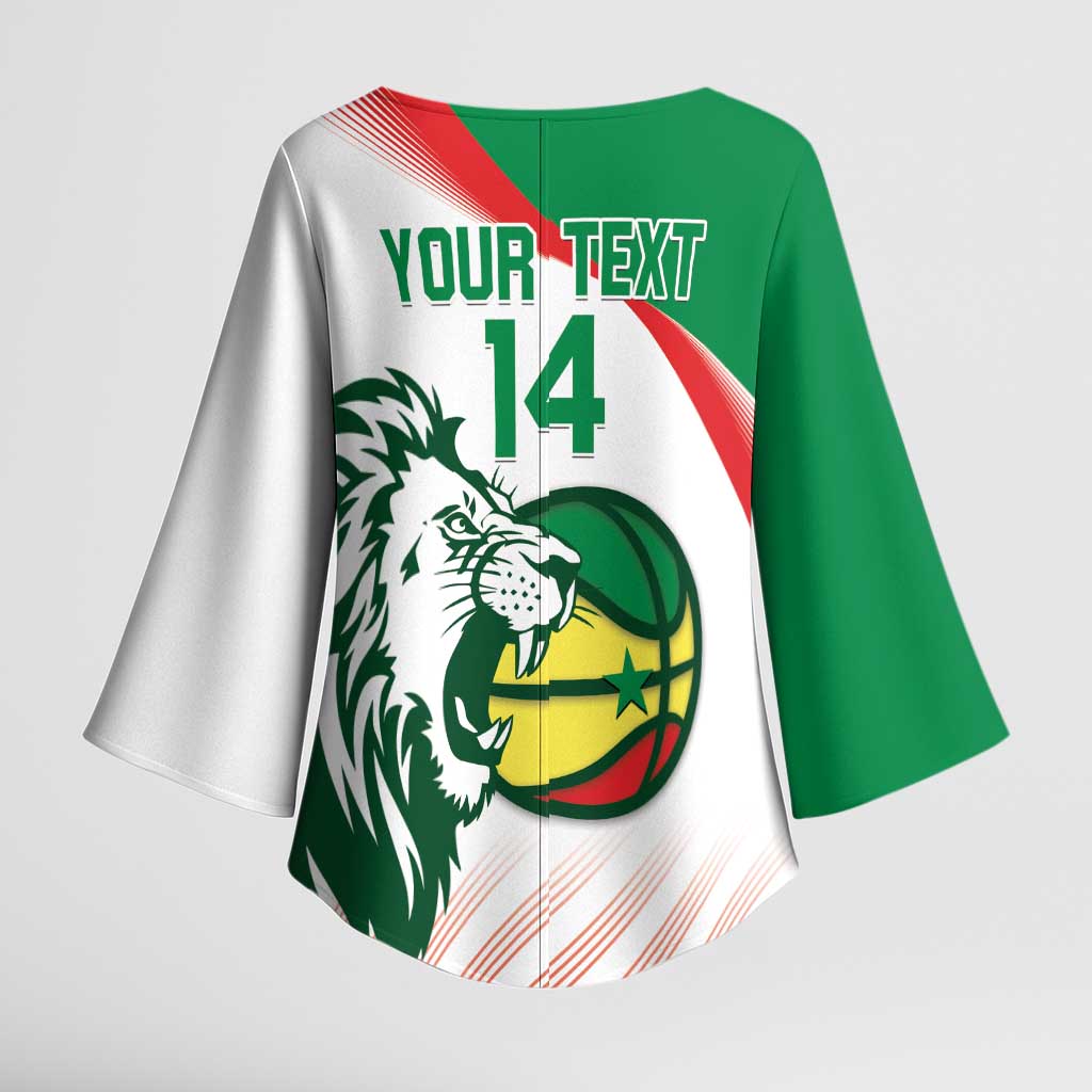 Senegal Basketball Custom Kimono Sleeve Blouse Come On Lions - Wonder Print Shop