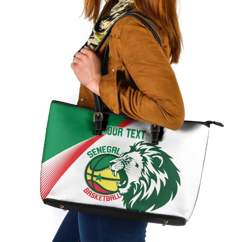 Senegal Basketball Custom Leather Tote Bag Come On Lions - Wonder Print Shop