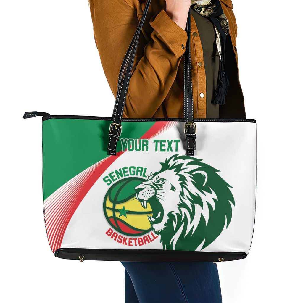 Senegal Basketball Custom Leather Tote Bag Come On Lions - Wonder Print Shop