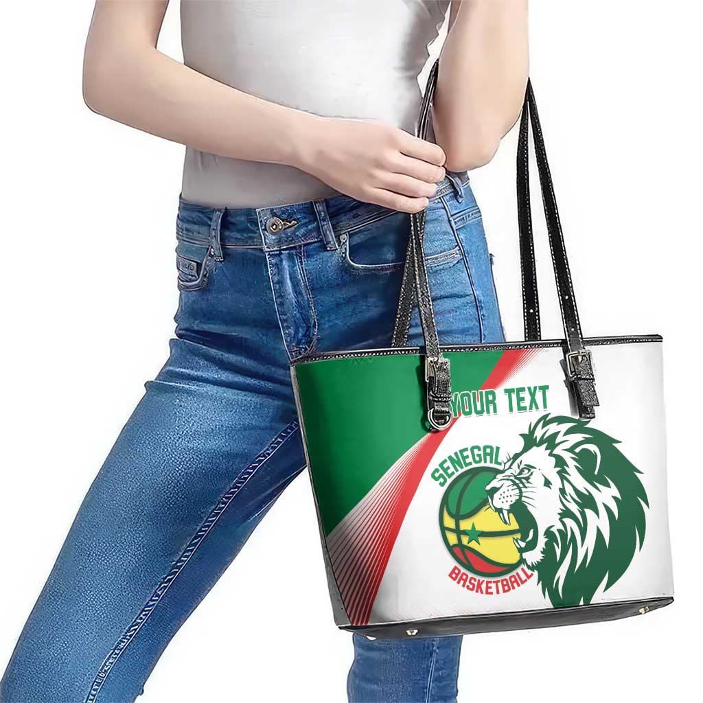 Senegal Basketball Custom Leather Tote Bag Come On Lions - Wonder Print Shop