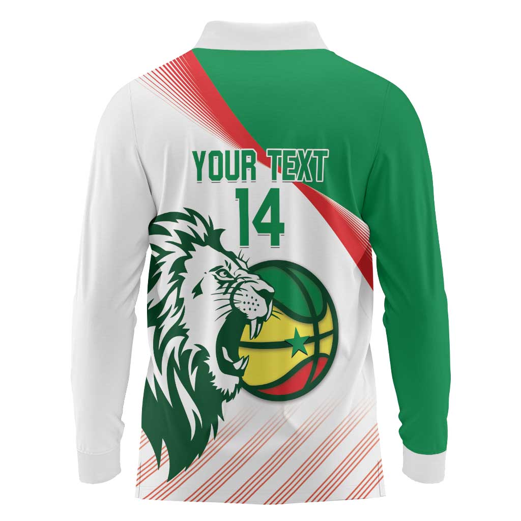 Senegal Basketball Custom Long Sleeve Polo Shirt Come On Lions - Wonder Print Shop