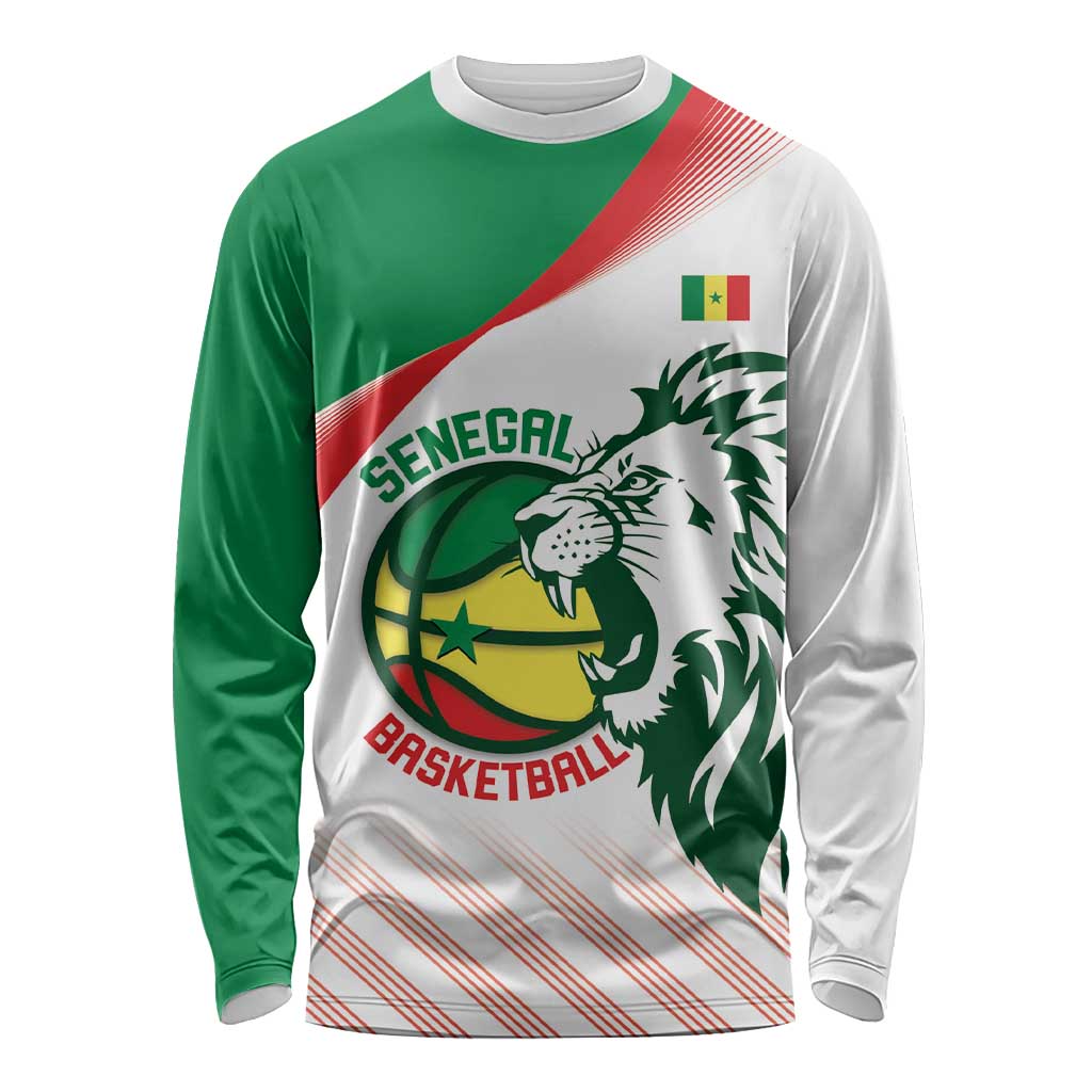 Senegal Basketball Custom Long Sleeve Shirt Come On Lions - Wonder Print Shop