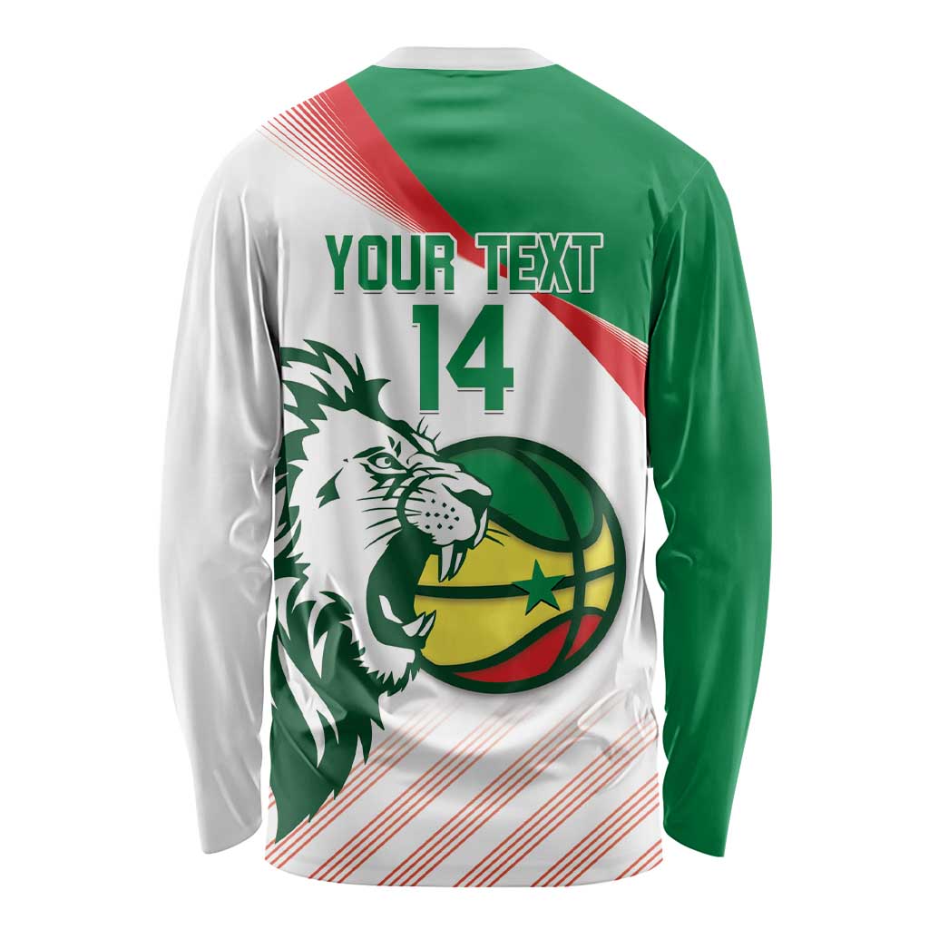 Senegal Basketball Custom Long Sleeve Shirt Come On Lions - Wonder Print Shop
