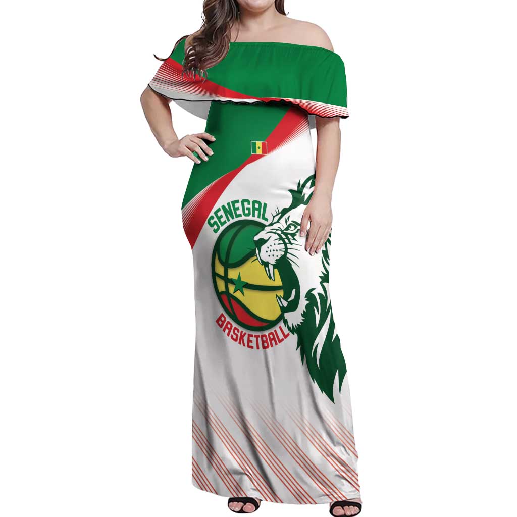 Senegal Basketball Custom Off Shoulder Maxi Dress Come On Lions - Wonder Print Shop