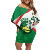 Senegal Basketball Custom Off Shoulder Short Dress Come On Lions - Wonder Print Shop