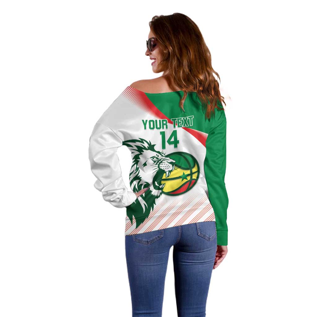 Senegal Basketball Custom Off Shoulder Sweater Come On Lions - Wonder Print Shop