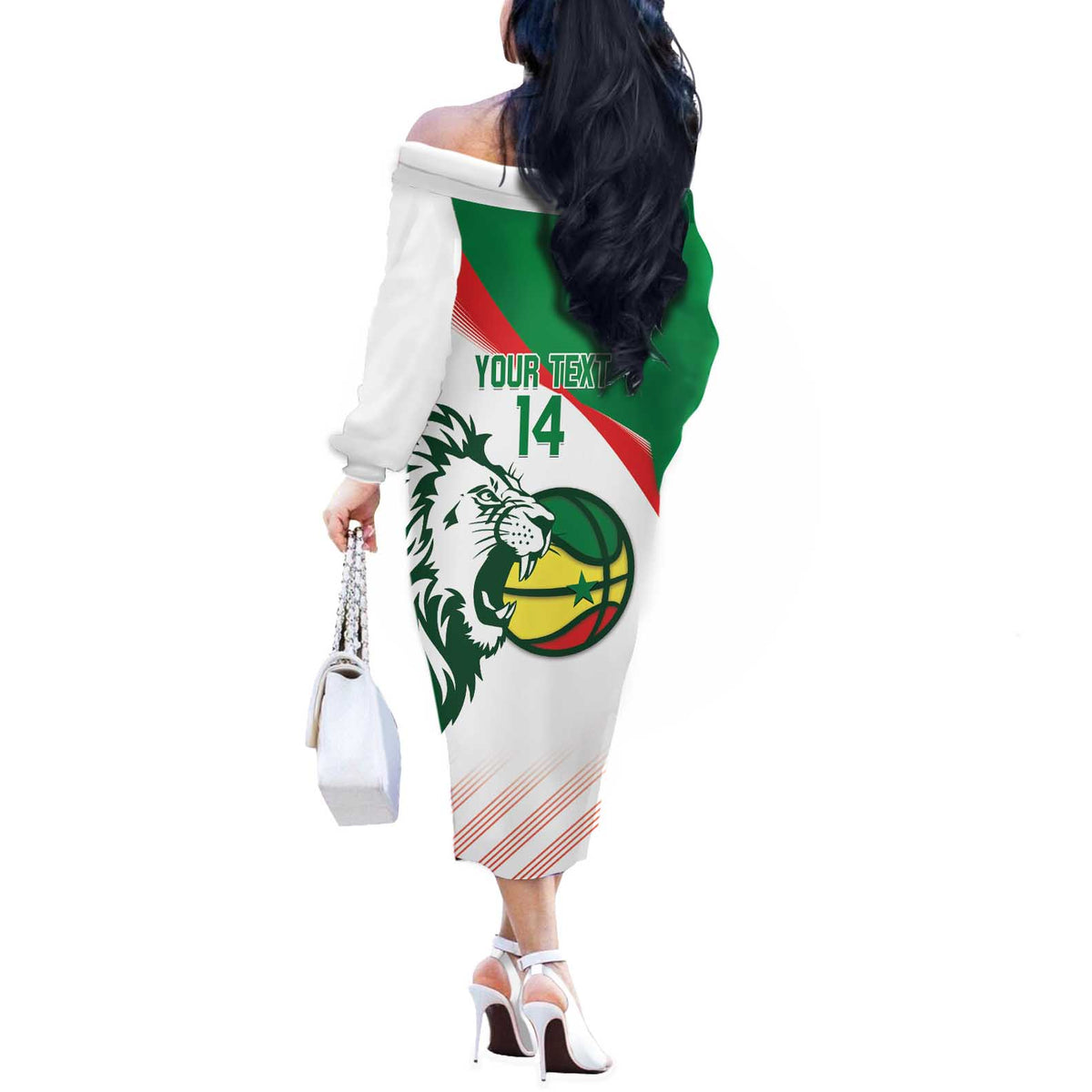 Senegal Basketball Custom Off The Shoulder Long Sleeve Dress Come On Lions - Wonder Print Shop