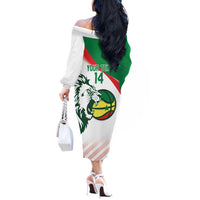 Senegal Basketball Custom Off The Shoulder Long Sleeve Dress Come On Lions - Wonder Print Shop