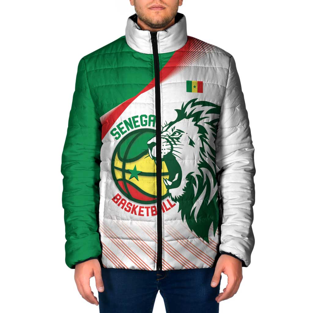 Senegal Basketball Custom Padded Jacket Come On Lions - Wonder Print Shop