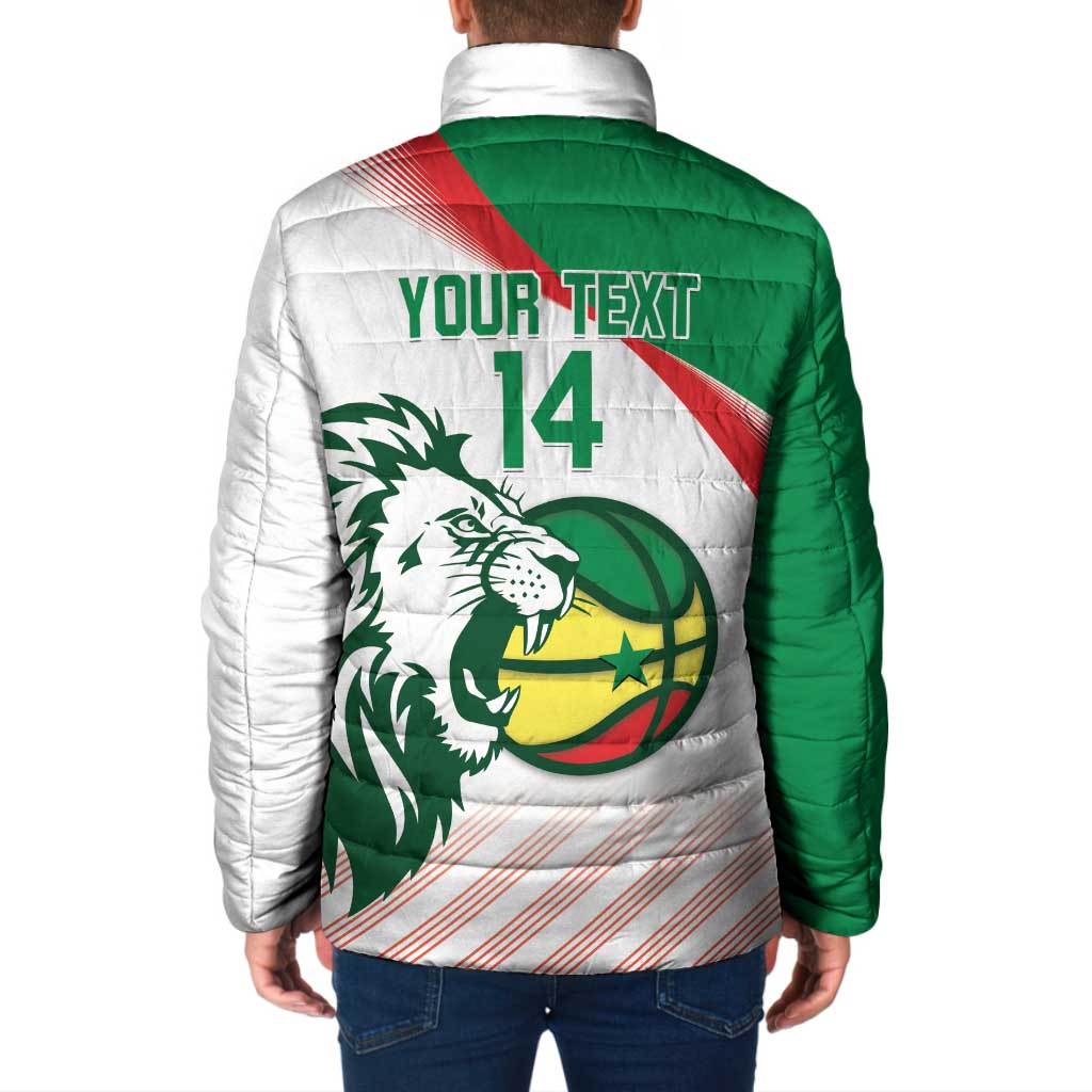 Senegal Basketball Custom Padded Jacket Come On Lions - Wonder Print Shop
