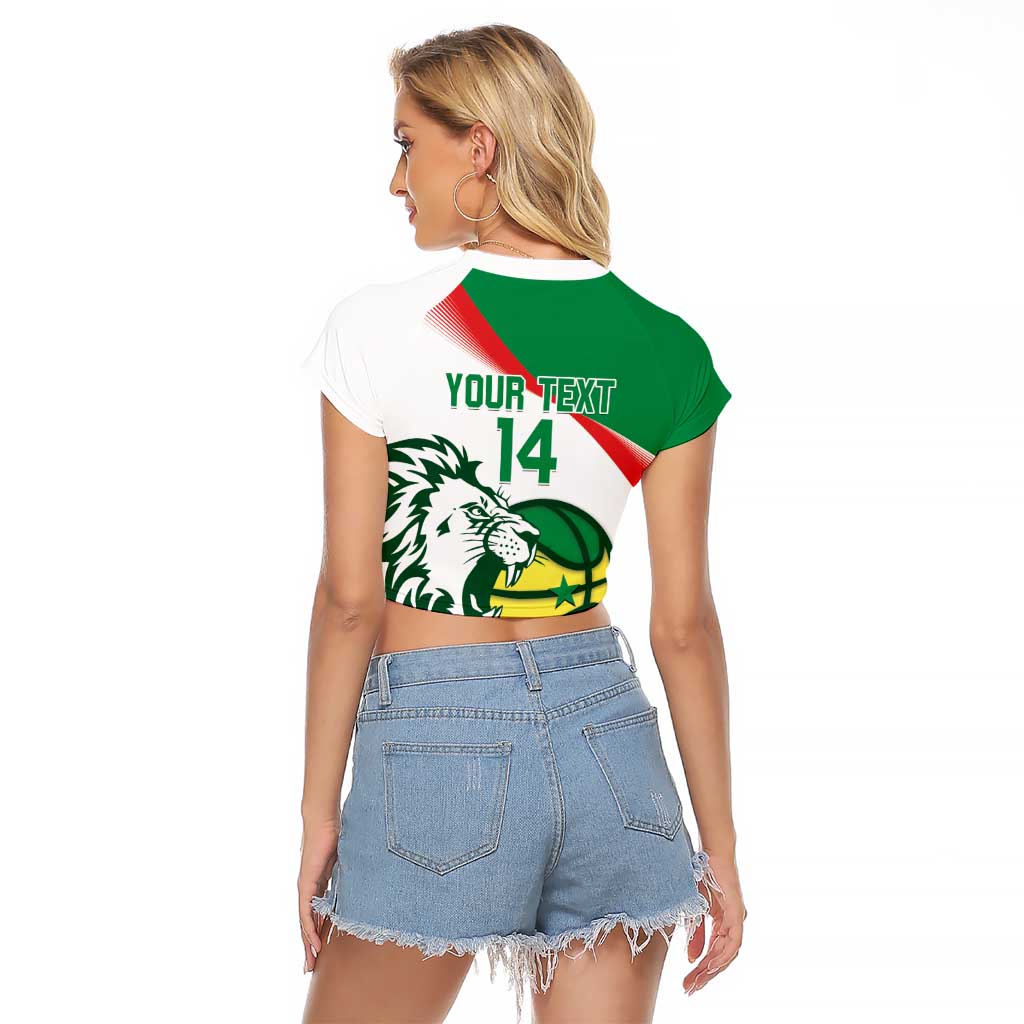 Senegal Basketball Custom Raglan Cropped T Shirt Come On Lions - Wonder Print Shop
