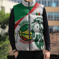 Senegal Basketball Custom Sleeveless Puffer Jacket Come On Lions - Wonder Print Shop