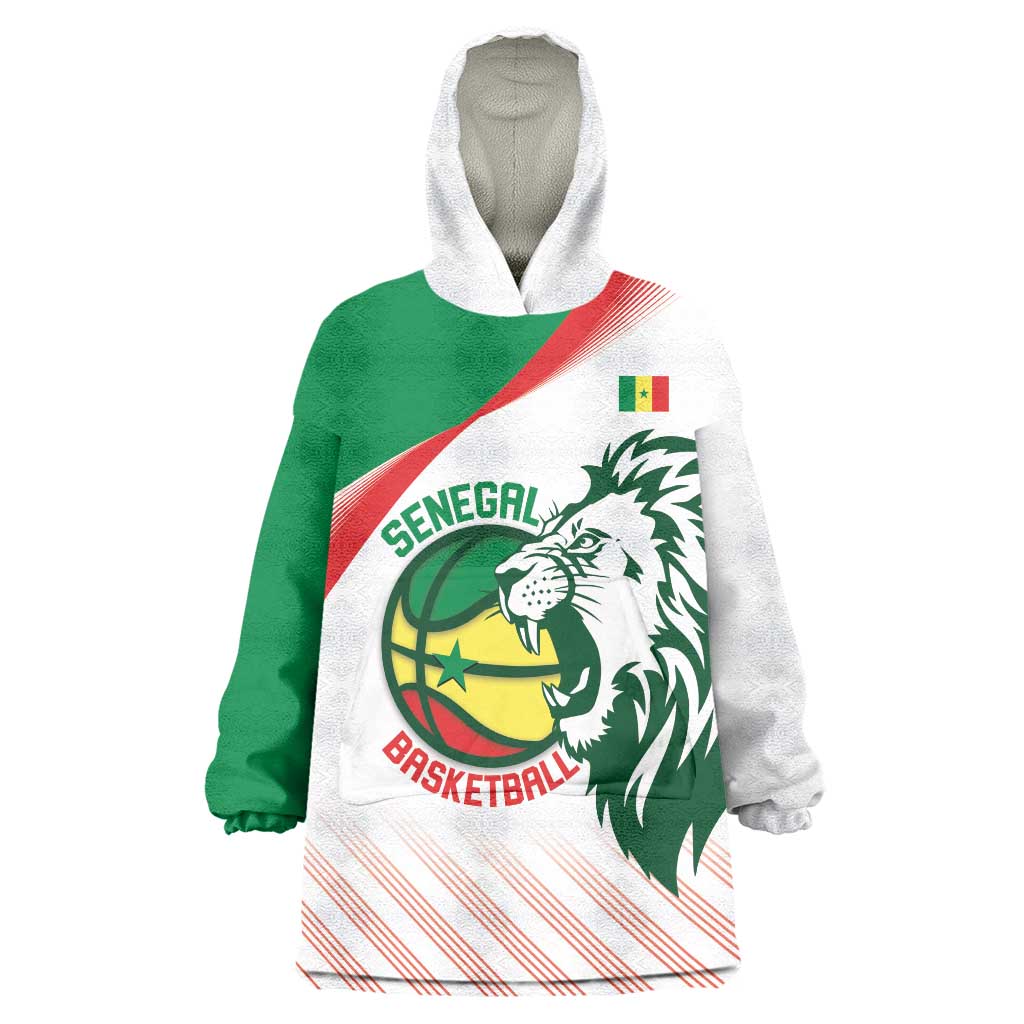 Senegal Basketball Custom Wearable Blanket Hoodie Come On Lions - Wonder Print Shop