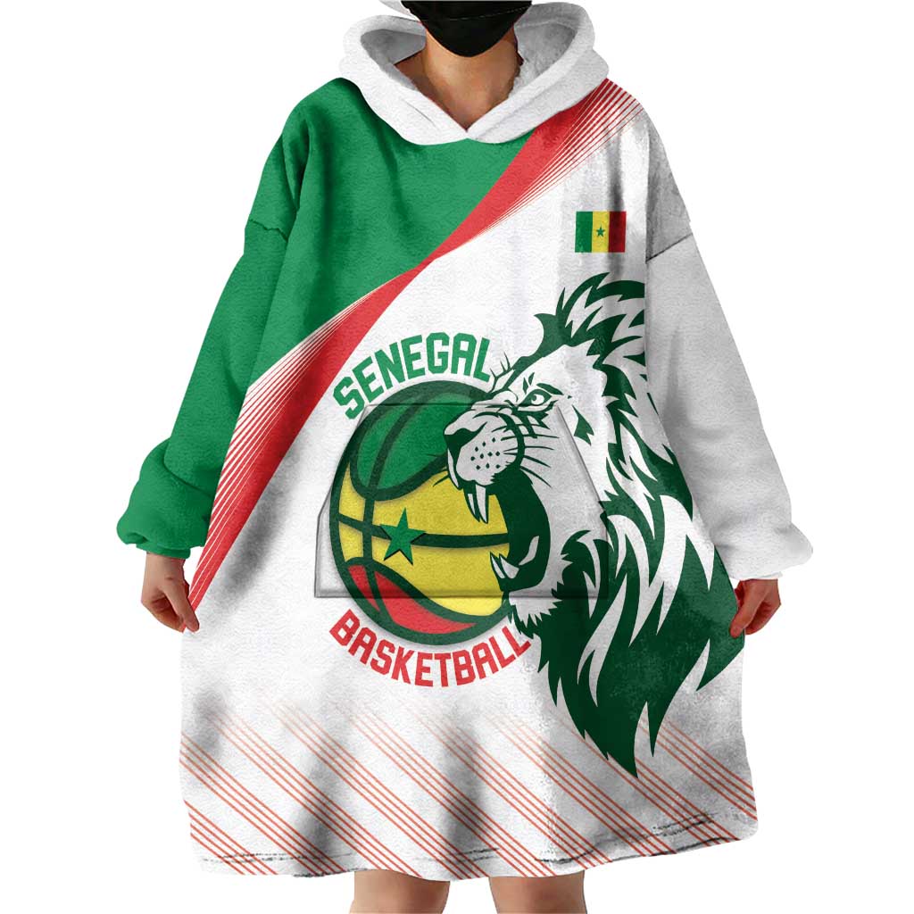 Senegal Basketball Custom Wearable Blanket Hoodie Come On Lions - Wonder Print Shop