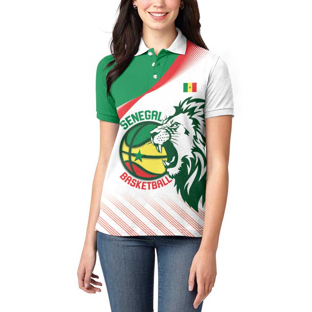 Senegal Basketball Custom Women Polo Shirt Come On Lions - Wonder Print Shop