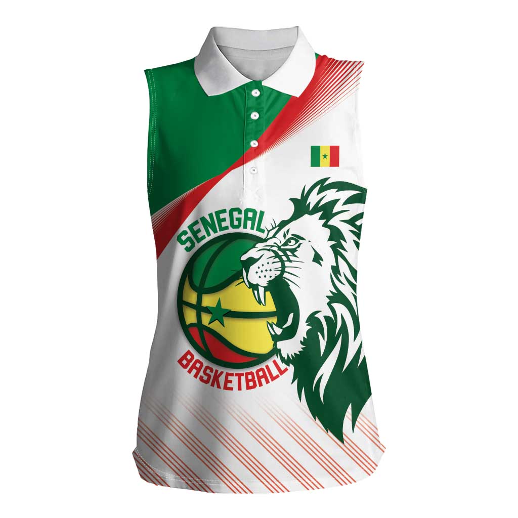 Senegal Basketball Custom Women Sleeveless Polo Shirt Come On Lions - Wonder Print Shop