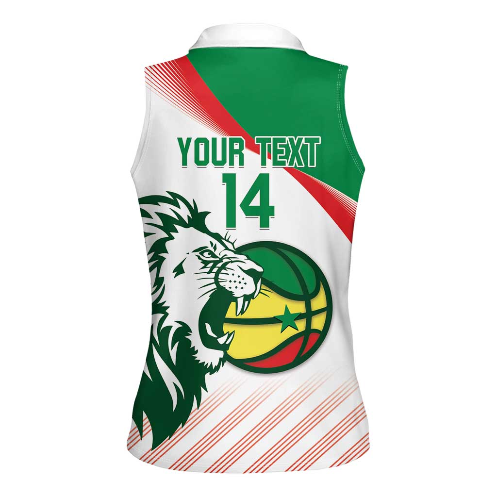 Senegal Basketball Custom Women Sleeveless Polo Shirt Come On Lions - Wonder Print Shop