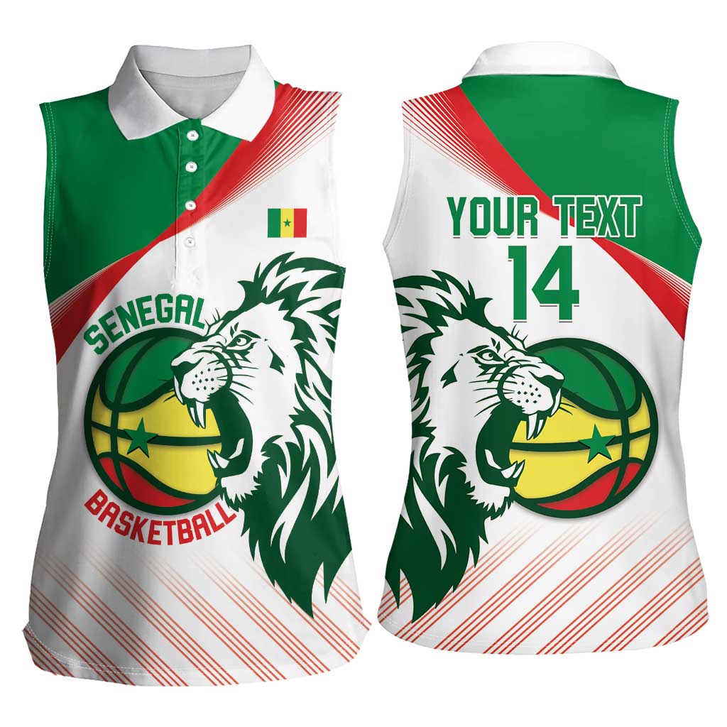 Senegal Basketball Custom Women Sleeveless Polo Shirt Come On Lions - Wonder Print Shop