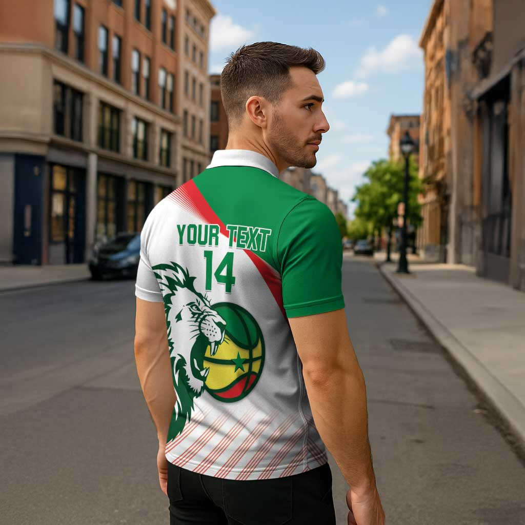 Senegal Basketball Custom Zipper Polo Shirt Come On Lions - Wonder Print Shop