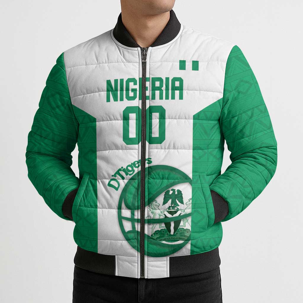 Nigeria Basketball Custom Bomber Puffer Jacket Come On Tigers - Wonder Print Shop