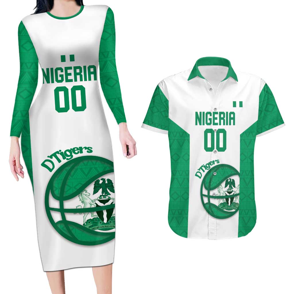 Nigeria Basketball Custom Couples Matching Long Sleeve Bodycon Dress and Hawaiian Shirt Come On Tigers - Wonder Print Shop