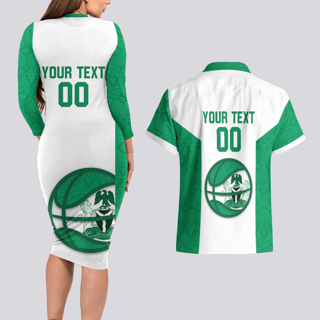 Nigeria Basketball Custom Couples Matching Long Sleeve Bodycon Dress and Hawaiian Shirt Come On Tigers - Wonder Print Shop