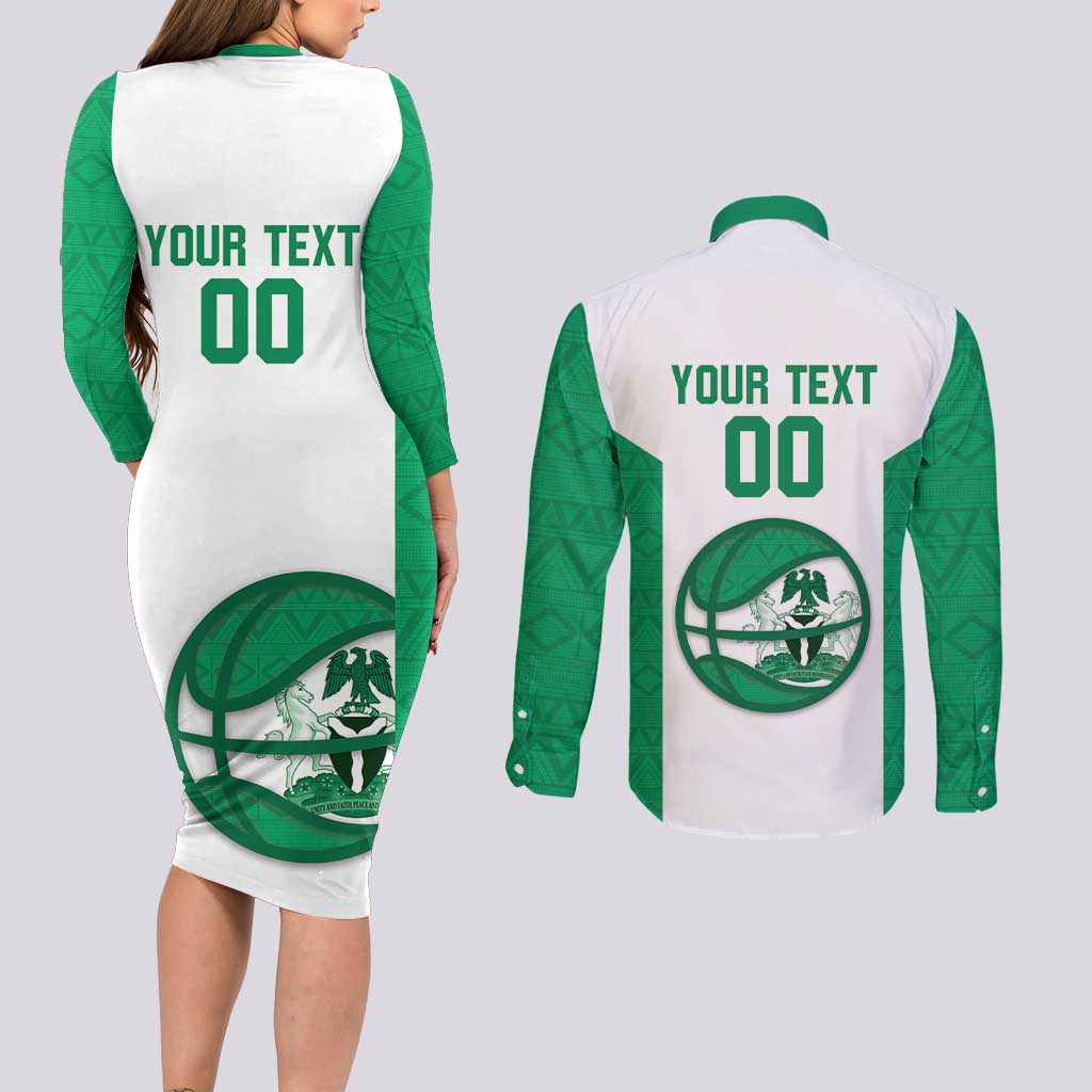 Nigeria Basketball Custom Couples Matching Long Sleeve Bodycon Dress and Long Sleeve Button Shirt Come On Tigers - Wonder Print Shop