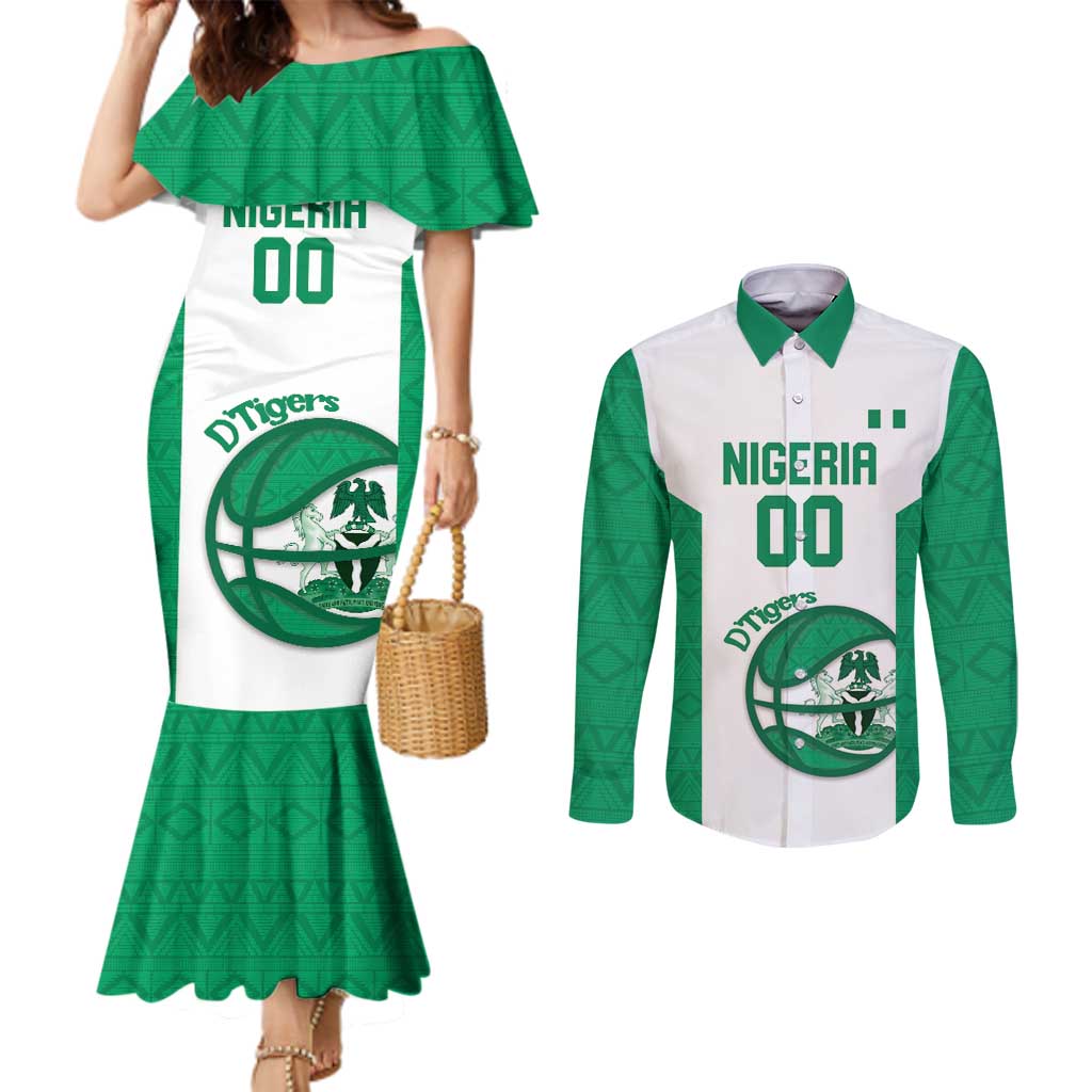 Nigeria Basketball Custom Couples Matching Mermaid Dress and Long Sleeve Button Shirt Come On Tigers - Wonder Print Shop